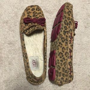 UGG size 9 leopard and red moccasins